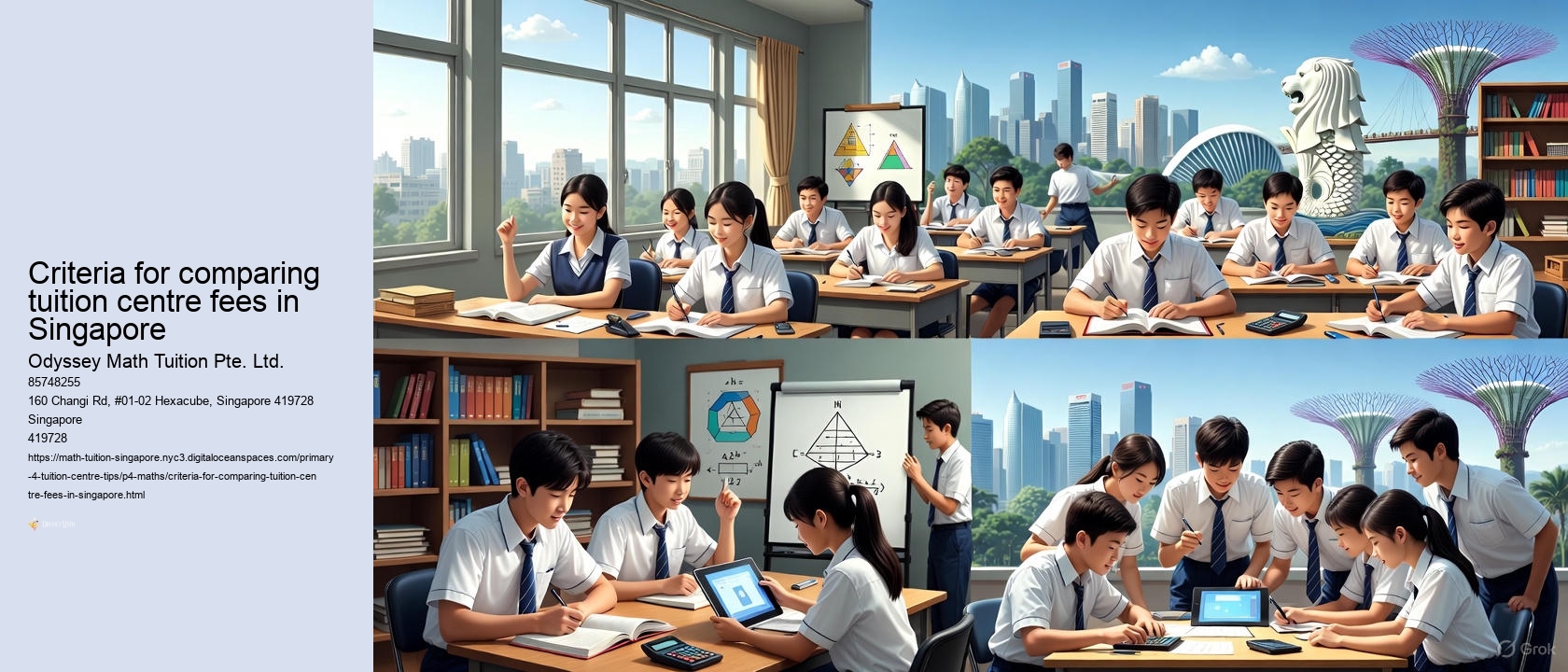 Criteria for comparing tuition centre fees in Singapore